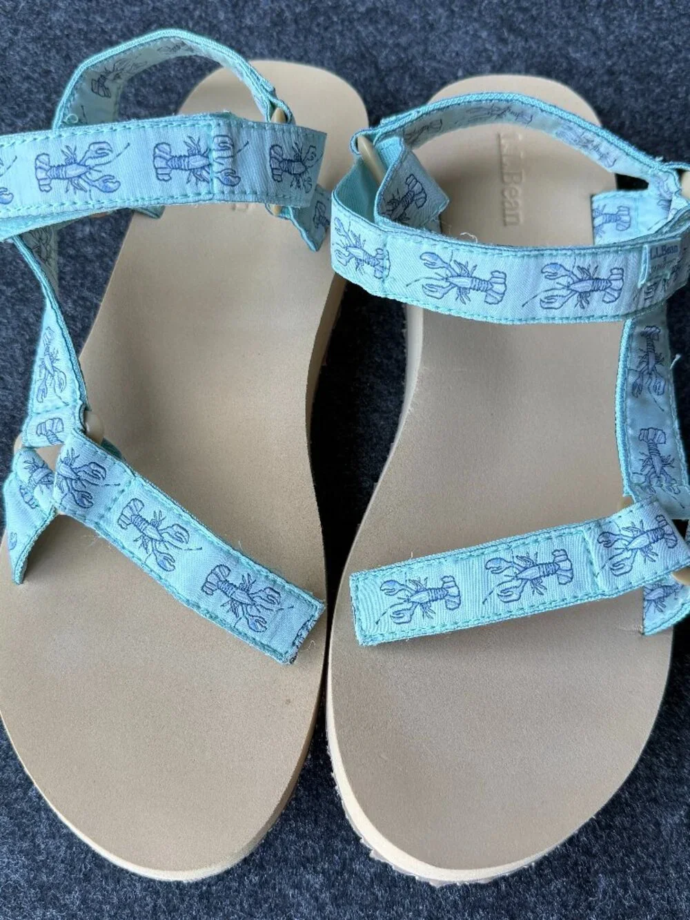 L.L. Bean x Sara Fitz Lobster Print Sandals Size 10 - Picture 1 of 10